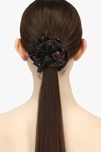 Set of 2 maroon and brown ponytail scrunchies