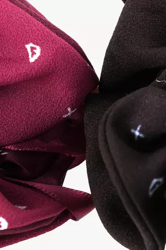 Set of 2 maroon and brown ponytail scrunchies
