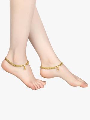 24ct gold-plated copper stylish handcrafted anklets payal for women and girls 2