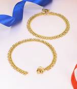 24ct gold-plated copper stylish handcrafted anklets payal for women and girls