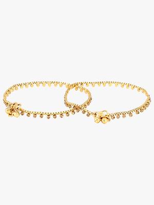 24ct gold-plated copper stylish handcrafted anklets payal for women and girls 2