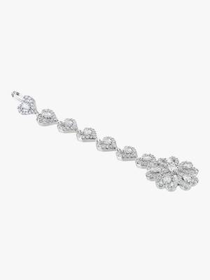 Rhodium-plated cz stone-studded handcrafted maang tika 2