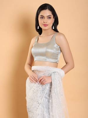 Salwar Studio Self Design Tissue Readymade Blouse - Pack of 1 | Women's Fashion 1