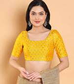 Yellow Cotton Woven Round Neck Blouse