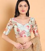 Salwar Studio Floral Print Silk Blend Readymade Blouse - Pack of 1 | Women's Fashion