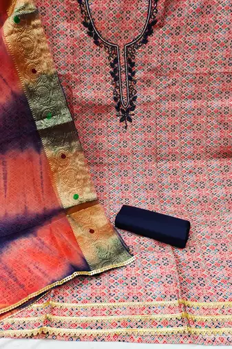 Gjri Premium Cotton Hand Work  Dress Material
