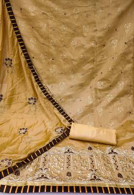 Brown Modal Hand Work Dress Material With Inner 2