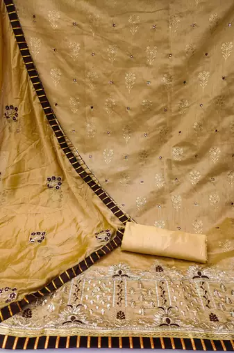 Brown Modal Hand Work Dress Material With Inner