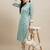 Light Blue Poly Rayon Floral Printed Straight Kurta