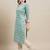 Light Blue Poly Rayon Floral Printed Straight Kurta