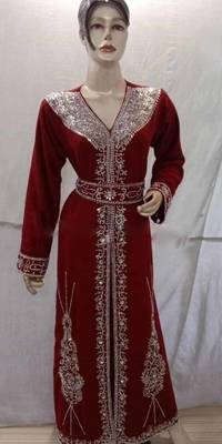 Maroon Zari & Stone Work Stitched Georgette Kaftan Party Dress 1