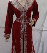 Maroon Zari & Stone Work Stitched Georgette Kaftan Party Dress