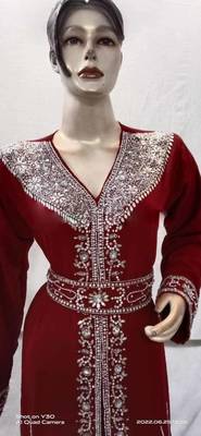 Maroon Zari & Stone Work Stitched Georgette Kaftan Party Dress 2