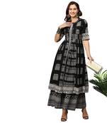 Black & White Pure Cotton Printed Kurta with Palazzos