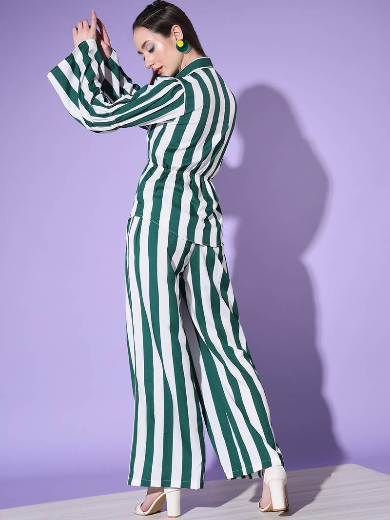 White & Teal Crepe Digital Printed Top with Matching Trouser