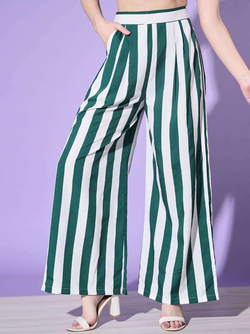 White & Teal Crepe Digital Printed Top with Matching Trouser