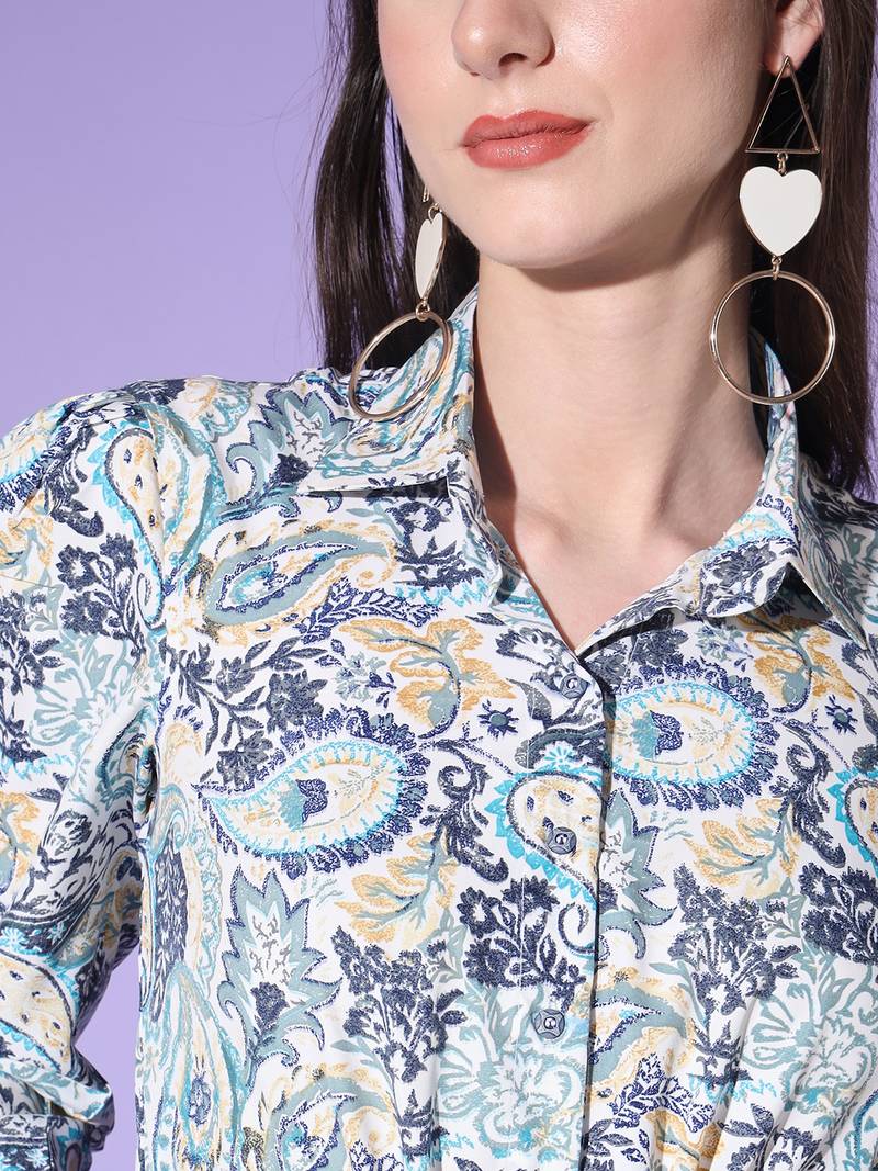 Blue Crepe Digital Printed Top with Matching Trouser