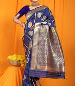 BLUE BANARASI SILK SAREE WITH BLOUSE