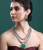 Blue zircon white finish necklace set