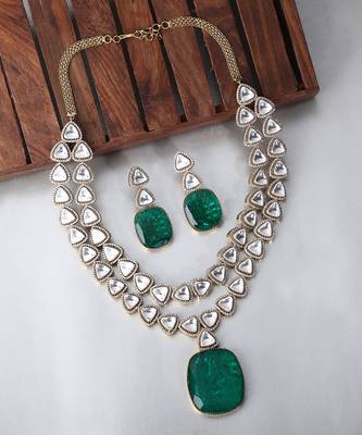 Blue zircon white finish necklace set 3