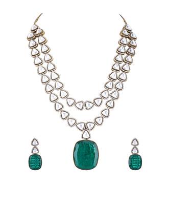 Blue zircon white finish necklace set 4