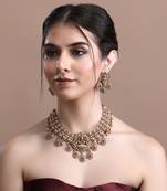Red kundan gold finish necklace set