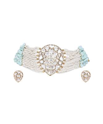 Blue kundan necklace set 4