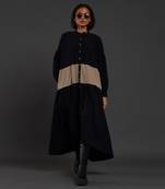 Black & beige band dress