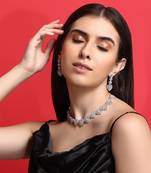 White finish zircon necklace set