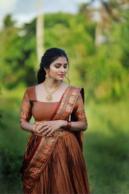 Mustard Color Narayan Pet with Zari Weaving Work Lehenga choli 3