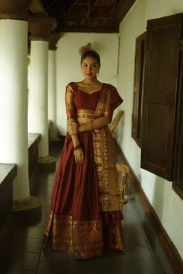 Maroon Color Narayan Pet with Zari Weaving Work Lehenga choli 1