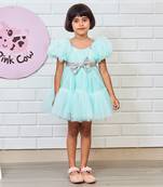 Aqua blue pretty party wear dress