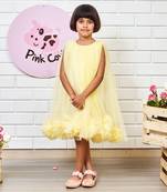 Yellow pompom flared dress