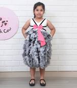 Black and white ruffled dress