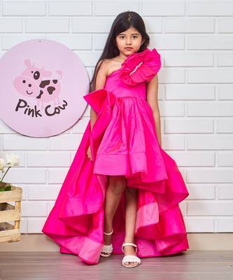Pink silk ruffled gown 1