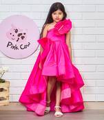 Pink silk ruffled gown