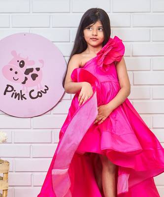 Pink silk ruffled gown 2