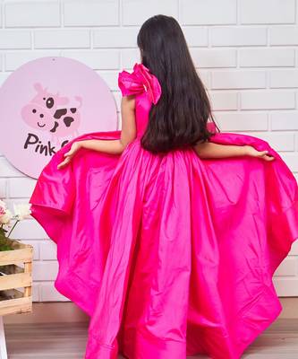 Pink silk ruffled gown 4