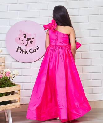 Pink silk ruffled gown 5