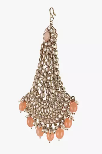 Gold-plated orange stone jhumar passa