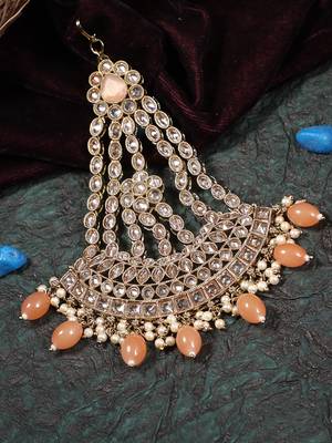 Gold-plated orange stone jhumar passa 1