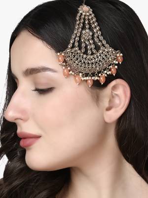 Gold-plated orange stone jhumar passa 4