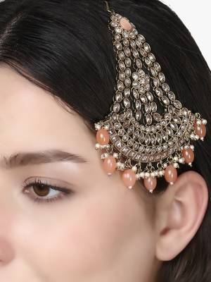 Gold-plated orange stone jhumar passa 5