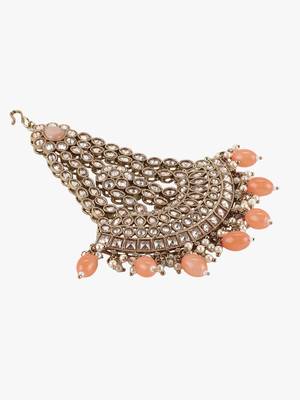 Gold-plated orange stone jhumar passa 6