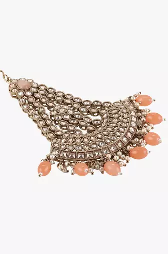 Gold-plated orange stone jhumar passa
