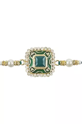 rakshabhandhan special meenakari kundan stone rakhi with roli chawal for bhaiya/brother/mens 