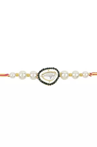 rakshabhandhan special kundan stone rakhi with roli chawal for bhaiya/brother/mens 