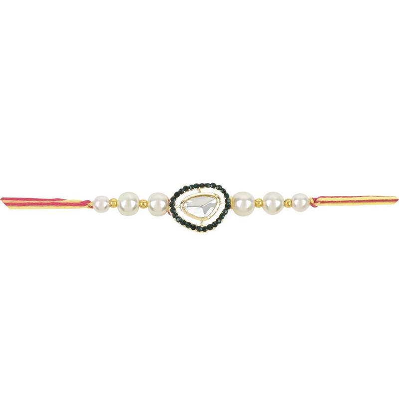 rakshabhandhan special kundan stone rakhi with roli chawal for bhaiya/brother/mens 