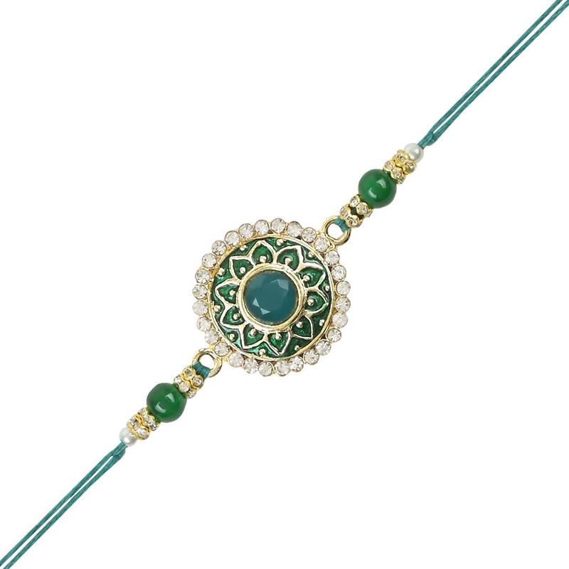 rakshabhandhan special meenakari kundan stone rakhi with roli chawal for bhaiya/brother/mens 