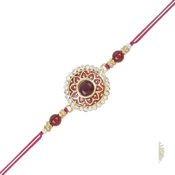 rakshabhandhan special meenakari kundan stone rakhi with roli chawal for bhaiya/brother/mens  3
